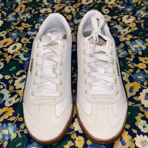 Puma White and Tan Sneakers